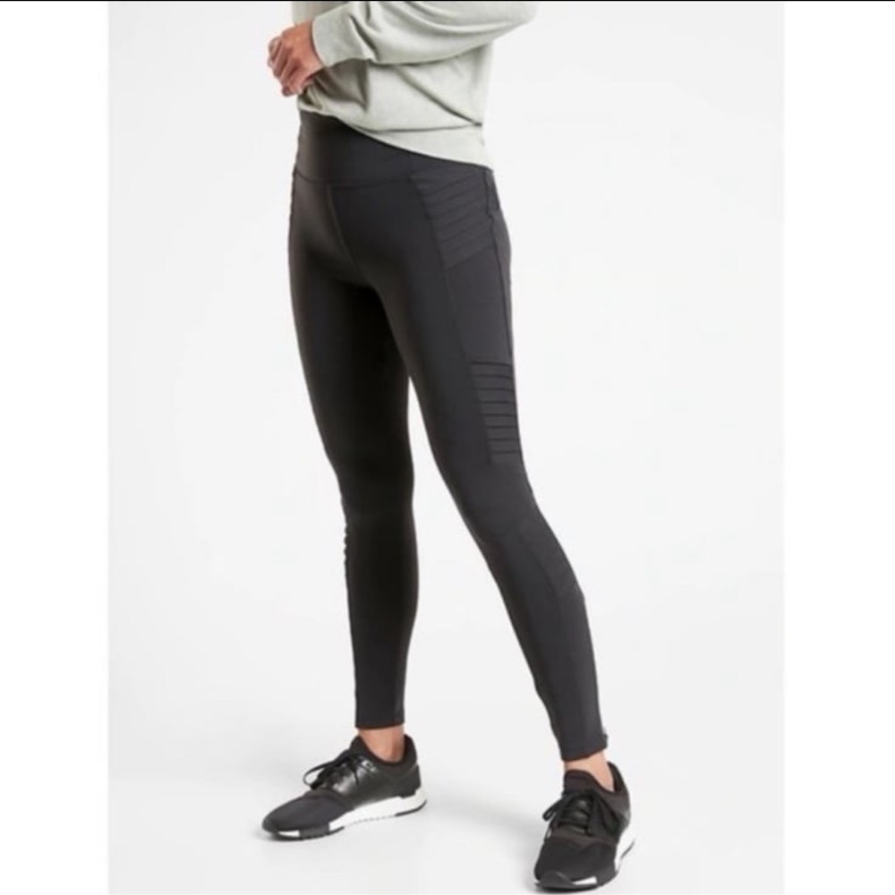 Athleta Delancey Moto Tight in‎ black